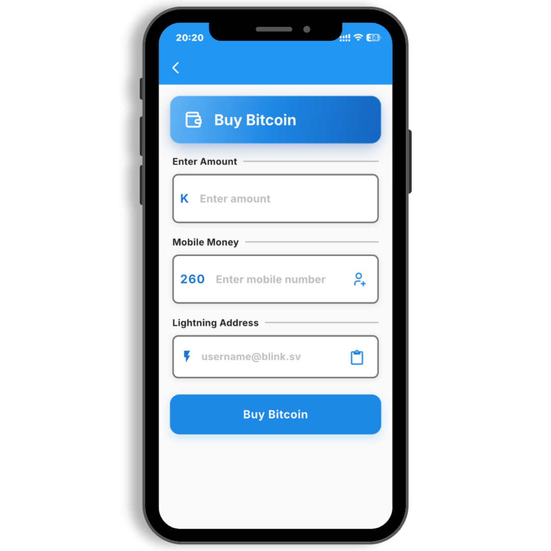 BitZed Buy Bitcoin screen