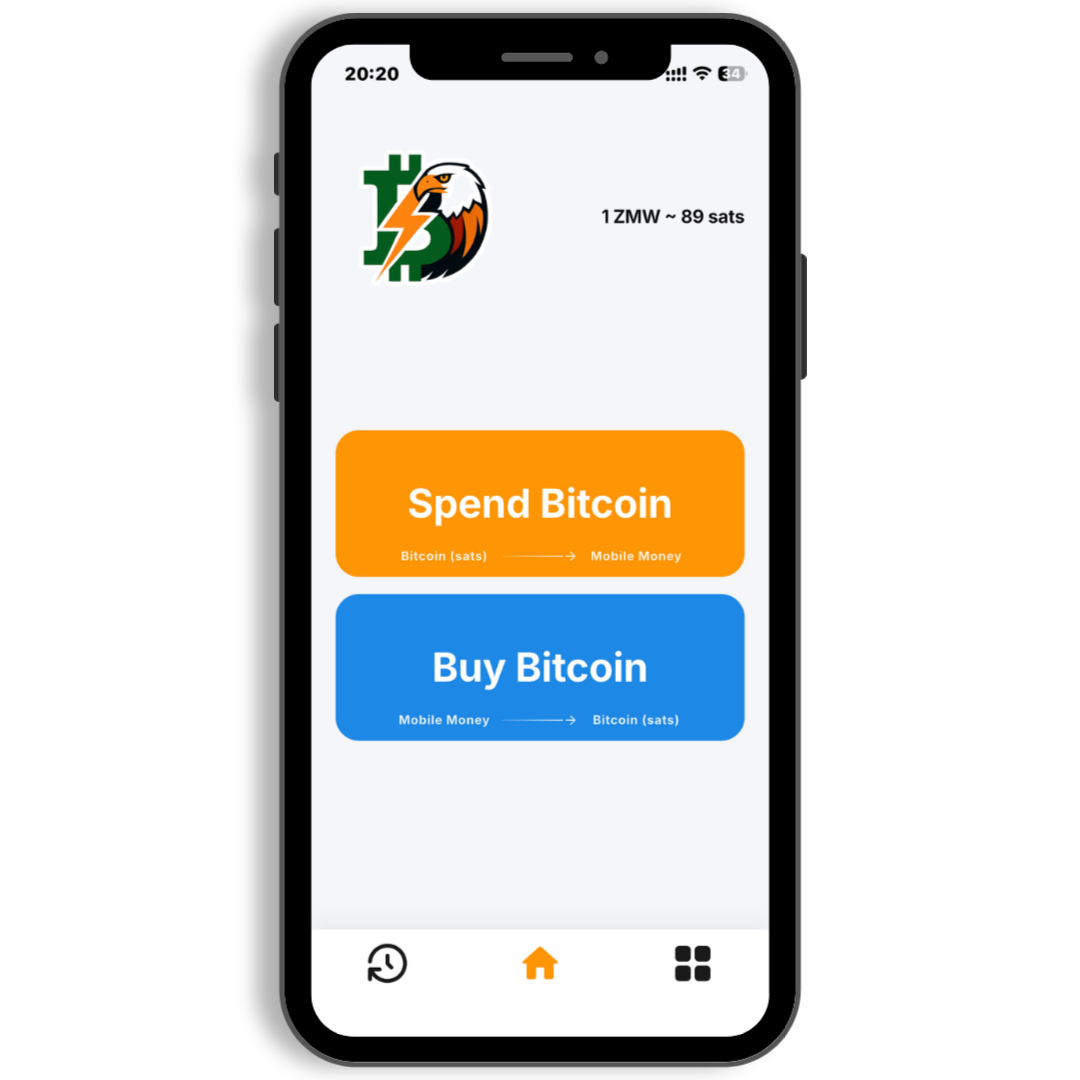 BitZed app home screen with Buy and Spend