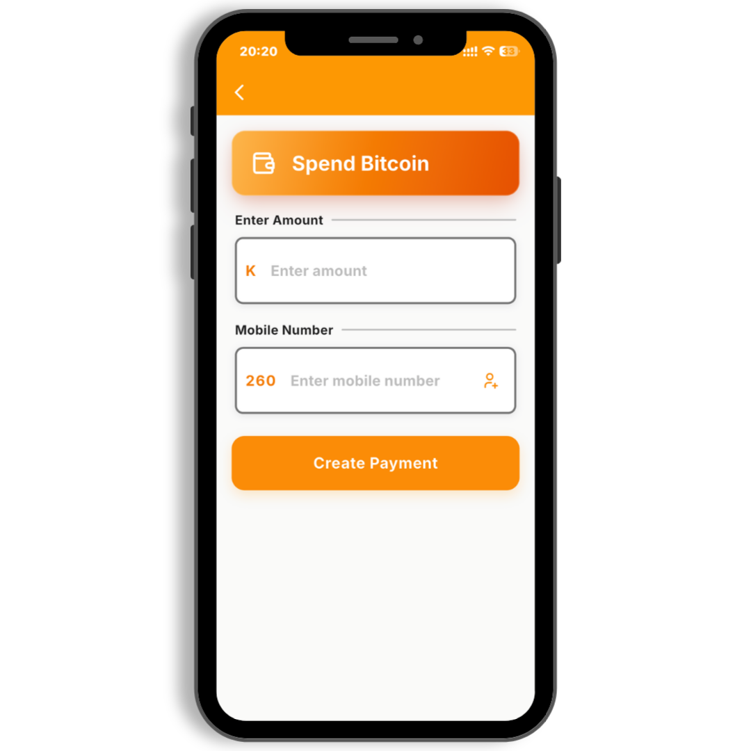 BitZed Spend Bitcoin screen